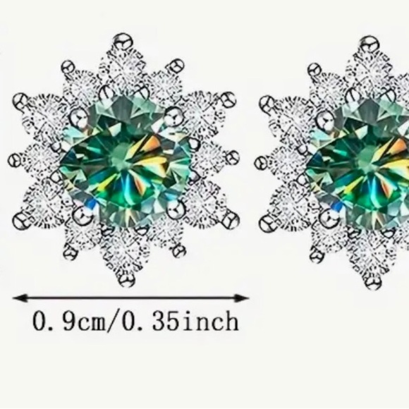 Moissanite Star BurstBlue/Green Earrings
2 carat - Picture 2 of 4